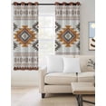 thumbnail image 3 of Blackout Curtains for Bedroom, Southwest Geometric Room Darkening Window Drapes for Living Room, Western Beige Grey Boho Vintage Wooden Thermal Insulated Grommet Curtains, 52x45 inch, 2 Panels, 3 of 9