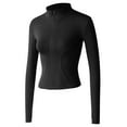 Womens Black Casual Leisure Sports Stand Up Autumn Fitness Tightness