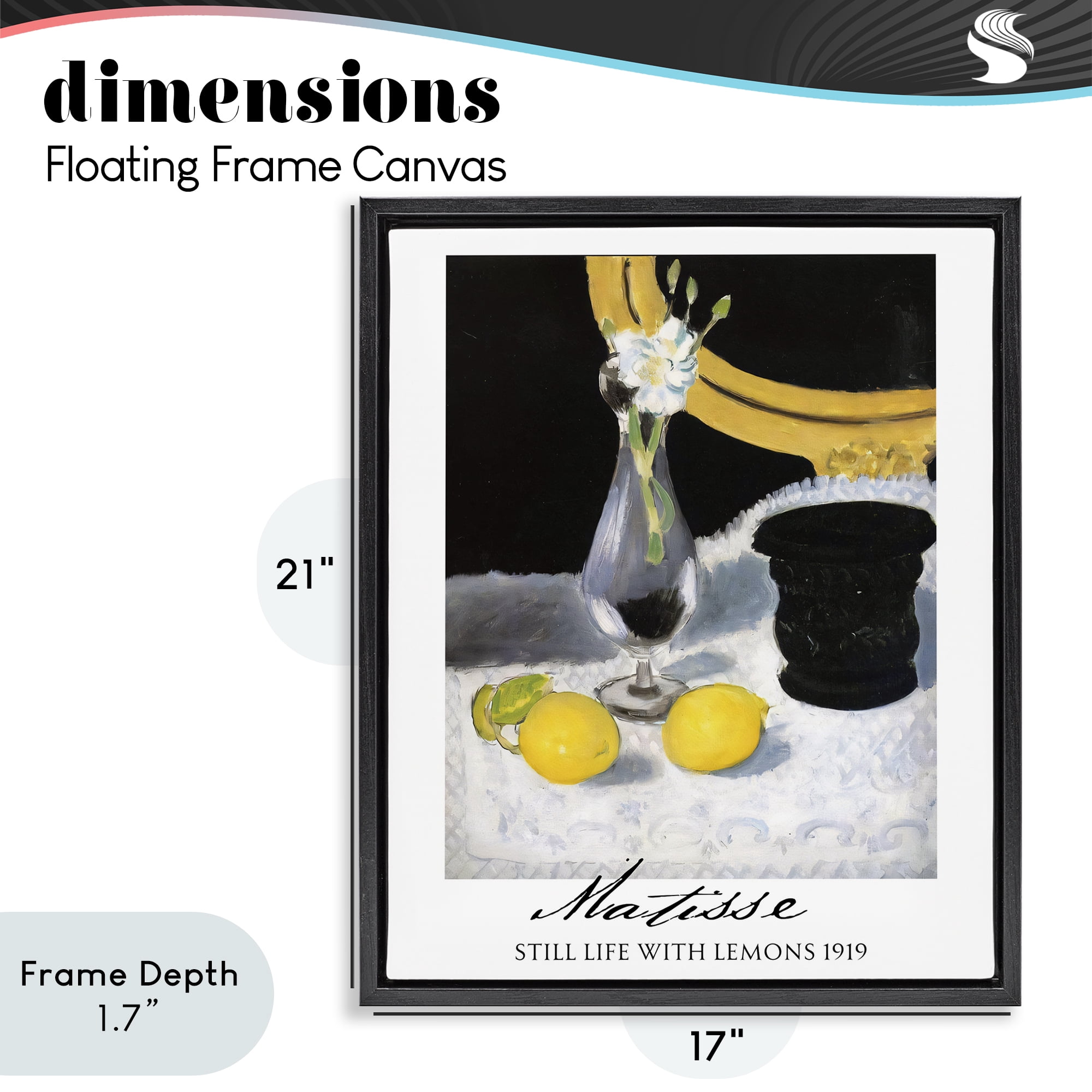 Stupell Industries Matisse Still Life Lemons Black Framed Floater Canvas Wall Art, design by Vintage Hustle