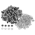 thumbnail image 1 of Kit de Ojales de Metal Uxcell de 300 Conjuntos con Ojales de 3mm 1/8" Agujero para Proyectos de DIY en Zapatos, Ropa, Cinturones, Etiquetas, Bolsas, Tela, Cuero, Negro, 1 of 7
