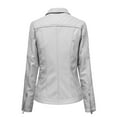 thumbnail image 4 of IROINNID Women's Faux Leather Jacket Savings Long Sleeve Notch Lapel Slim Fitted Biker Moto Jacket,White, 4 of 7