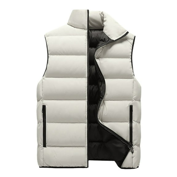 Aofany Winter Coat Men Winter Stand Collar Pure Color Waistcoat Vest Jacket Top Coat Mens Plus Size Winter Coats