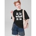 thumbnail image 1 of Letter Print T-Shirt for Women - Casual & Cute, Short Sleeve, Round Neck, Stretchy 100% Cotton, Machine Washable, Bottoming, Daily Wear Tee For adult, Men, Women, Teen, Teenager, adolescent, Youth, 1 of 5