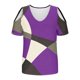 thumbnail image 5 of Tops de Algodón para las Mujeres Color Bloqueado Impreso Manga Corta Cuello en V Fuera Del Hombro, Top de Moda para Diario, 5 of 9