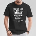 thumbnail image 2 of Pride Texas Graphic Cotton Tee for Adults – Unisex T-Shirt with 'Can Take the Boy Out of Dallas' Quote, Casual Comfortable Everyday Wear, Size S, Color Black, 2 of 4