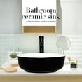 thumbnail image 5 of FULLWATT Black and White Ceramic Bathroom Sink, Above Counter Porcelain Vessel Sink with Black Faucet and Pop up drain Combo, Round, 5 of 10