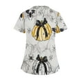 thumbnail image 4 of Stamzod Nursing Uniforms for Women Halloween Batss Pumpkin Printed Working Tee Shirts Short Sleeve Cross V Neck Scrub Tops with Pockets on Sale, 4 of 5