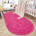 thumbnail image 2 of YJ.GWL Oval Fluffy Carpets Modern Plush Shaggy Area Rug Nursery Bedside Rugs for Bedroom Living Room Home Decor Mats,2.6 x 5.3ft,Hot Pink, 2 of 7