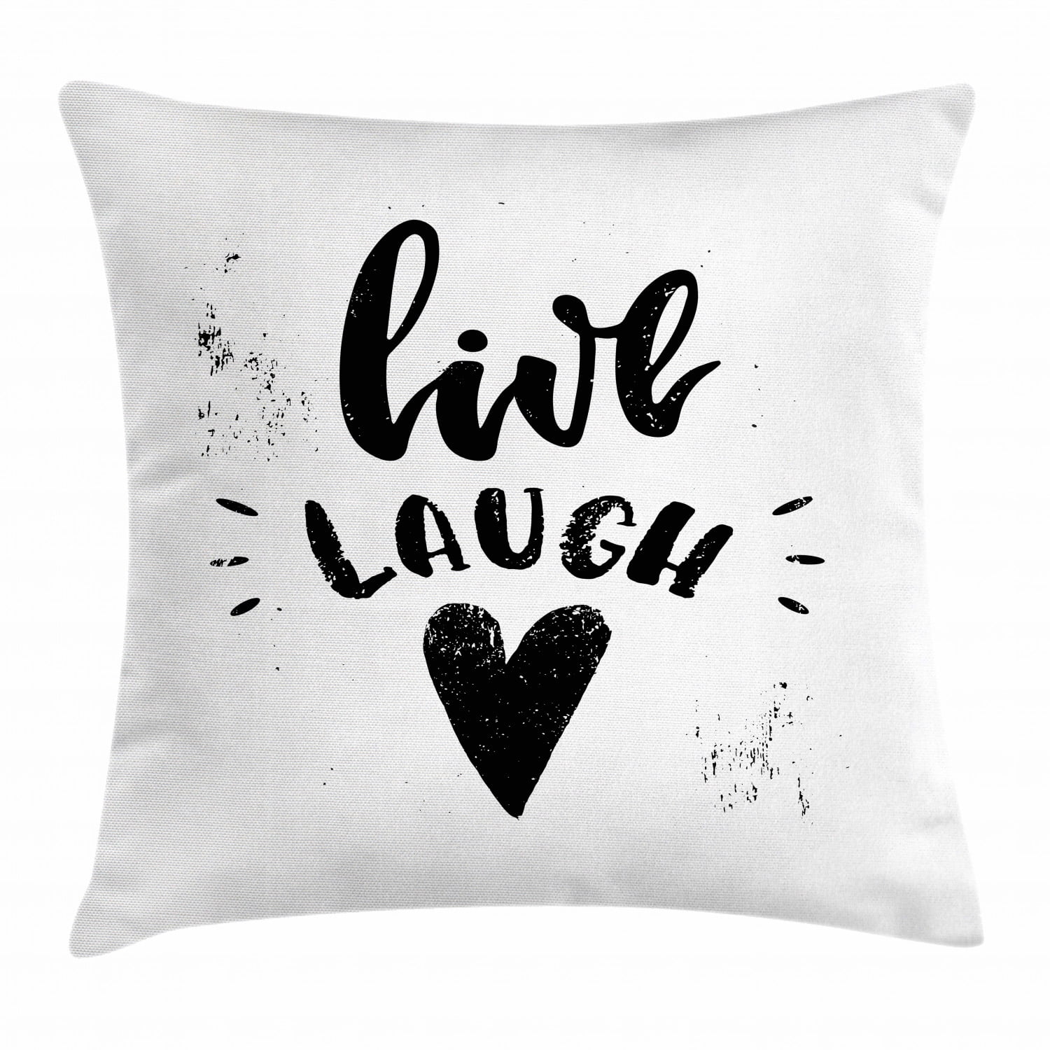 Live Laugh Love Throw Pillow Cushion Cover, Hand Drawn Monochrome