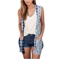 thumbnail image 2 of Lolmot Womens Long Vests Sleeveless Draped Lightweight Print Open Front Cardigan Layering Vest with Side Pockets, 2 of 4