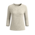 thumbnail image 5 of Noric Women's 3/4 Length Sleeve Tops Crew Neck Ribbed Knit Pullover Casual Loose Fit Lightweight Blouse, 5 of 7