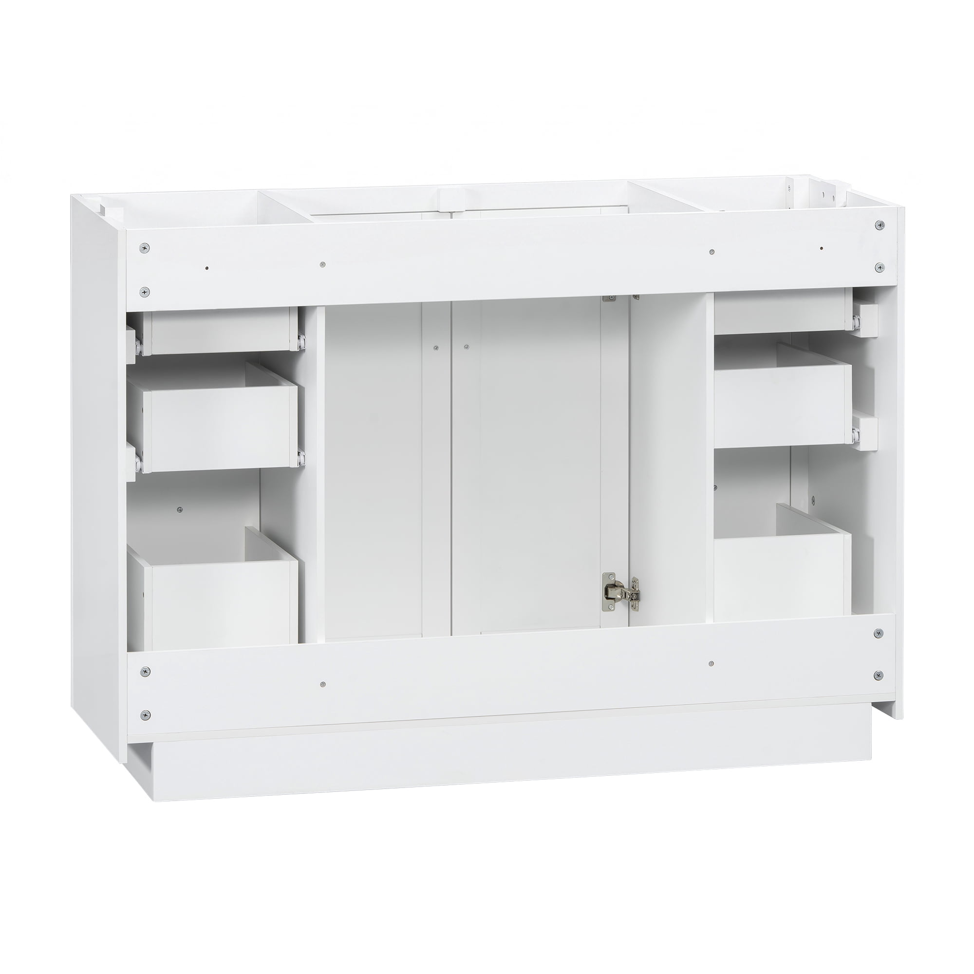 48" Classic Bathroom Vanity Cabinet, Freestanding MDF Vanity Base with 6 Drawers and 2 Soft-close Doors, White Storage Cabinet with Gold Handles, Cabinet Only Without Sink