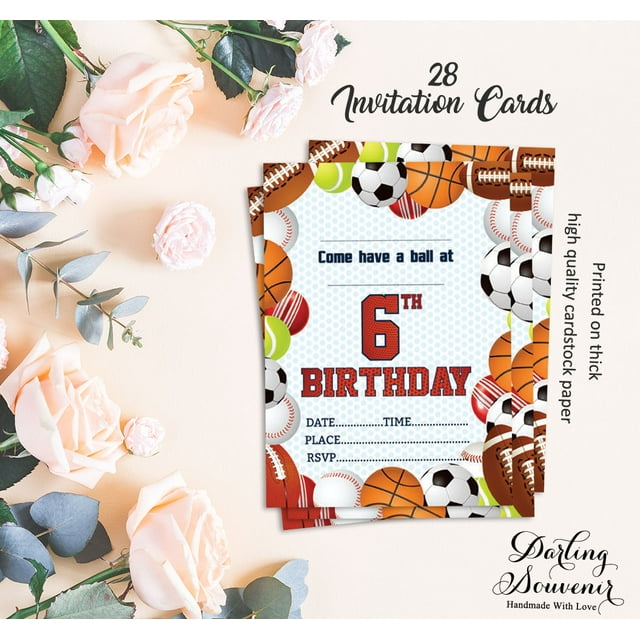 Darling Souvenir Multicolor Birthday Invitation Card Printable Fill or Write In Blank Invites Party Supplies Pack Of 28 5 x 7 Inches