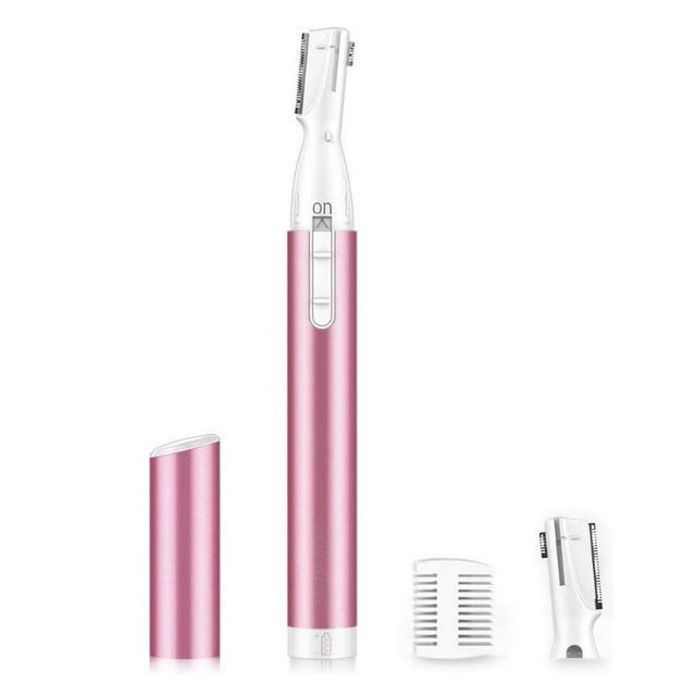 Recortadora de cejas mejorada, maquinilla de afeitar eléctrica de precisión para mujeres, removedor de vello facial a pilas con peine, sin sensación de tirón, sin dolor para cara, barbilla, cuello,