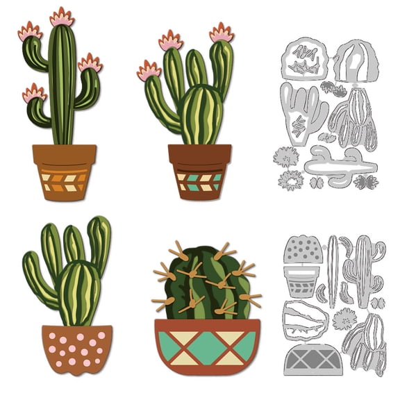 Layered Cactus Potted Die Cuts Metal Cutting Dies Card Making Cutting Stencils TemplateDIY