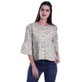 thumbnail image 4 of Moomaya T-Shirt à Manches Cloche pour Femmes Col Rond Imprimé Coton Crop Top Décontracté, 4 of 4