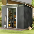 thumbnail image 3 of Asofer 8 x 6 FT Outdoor Storage Shed Clearance with Sliding Doors, Metal Garden Tool Shed for Yard, Patio, Gray, 3 of 9