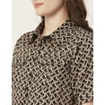 thumbnail image 3 of Moomaya Women Printed Short Sleeves Crop Shirt, Collared Neck Short Boxy Shirt Top, 3 of 8