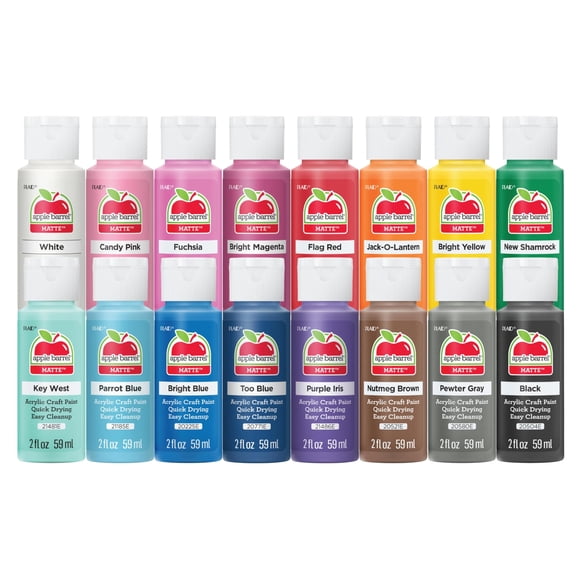 Apple Barrel Vibrant Spectrum Collection Pintura acrílica para manualidades PROMOABIII 2 onzas líquidas cada uno 16 colores mate surtidos 16 unidades