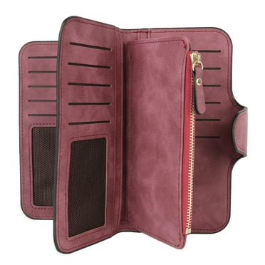 Egoelife Women Wallet Soft PU Leather Trifold Purse Large Capacity Credit Card Holder Zipper Coin Pocket Clutch with ID Window