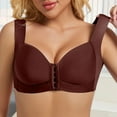 thumbnail image 2 of Fiaer Women Front Closure Bras Wirefree Push up Full Coverage Back Smooth Wide Shoulder Straps Bra Brown 95D, 2 of 8