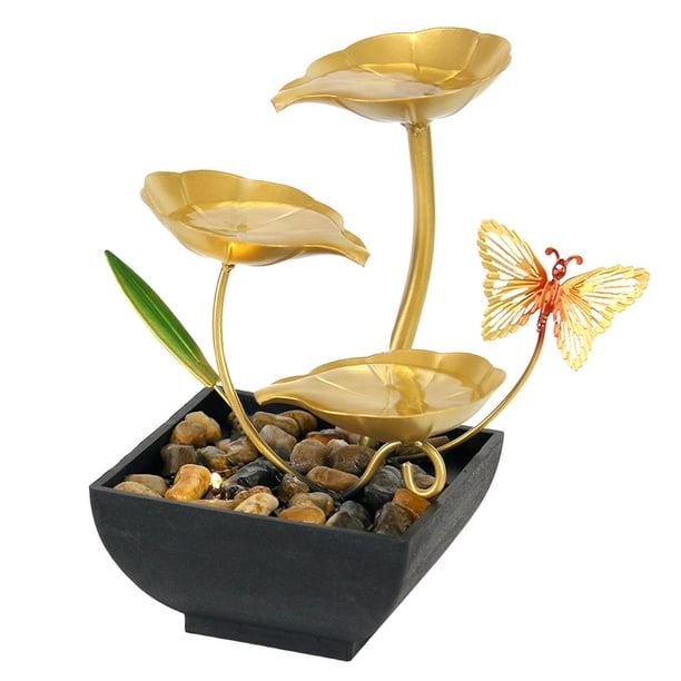 Fuentes de agua Feng Shui, artesanías decorativas de mesa hechas a mano con rocas, cascada de 3 capas para el hogar, sala de estar, dormitorio,