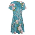 thumbnail image 5 of Chinoiserie Birds in Turquoise Blue Women's Dress Short Sleeve Summer Sundress Summer Women Clothes, 5 of 7