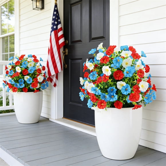 Sktrjpolfis Independence Day Artificial Green Plant with Ground Stake, Patriotic Floral Decor for Yard, Patio, Garden