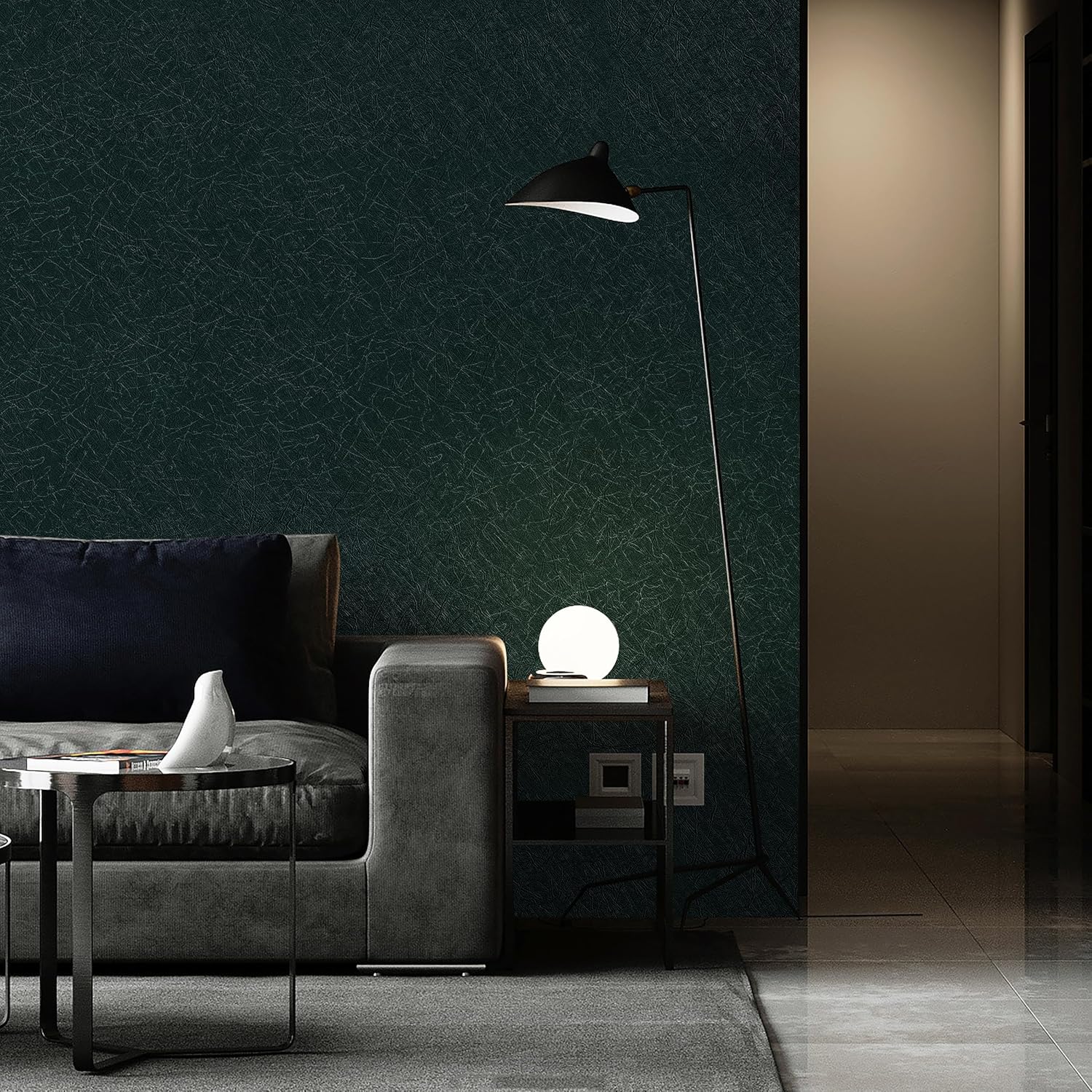 393"x 17.3" Peel and Stick Wallpaper Blackish Green Silk Wallpaper Textured Green Contact Paper Removable Modern Solid Color Contact Paper for Walls Vinyl Rolls