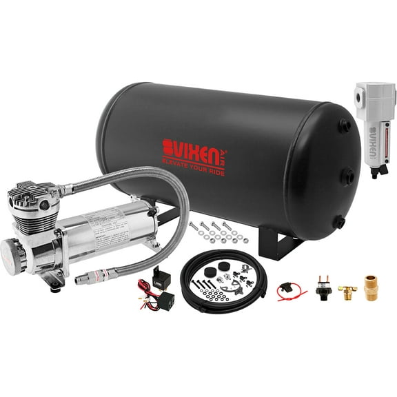 Vixen Air Suspension Kit for Truck/Car Bag/Air Ride/Spring. On Board System- 200psi Compressor, 6 Gallon Tank. For Boat Lift,Towing,Lowering,Leveling Bags,Onboard Train Horn,Semi/SUV VXO4863CF