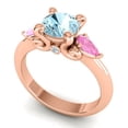 thumbnail image 2 of 2.50 Carat Round Cut Aquamarine & Pink Sapphire Gemstone Beautiful 3 Stone Bridal Ring for her 18K Rose Gold Size 4.5 by Diamond-Capitals, 2 of 8
