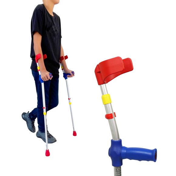 PEPE Mobility - Muletas de antebrazo para niños (2 unidades), de colores, ajustables, para niños y niñas - Fabricadas en Europa