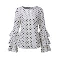 thumbnail image 4 of Womens Summer Tops Blouse Casual Sleeve Ladies Fashion Dot Polka Loose Shirt Blouse White Womens Shirts L, 4 of 4