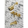 thumbnail image 2 of Kingston Brass KBX8137NDL NuvoFusion Three-Handle Tub and Shower Faucet, Brushed Brass, 2 of 5