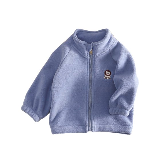 LYMAYTER Double Sided Velvet Jacket for Kids Unisex Girls Boys Solid Color Zipper Outerwear Toddler Spring Fall Warm Coats 3-12 Years