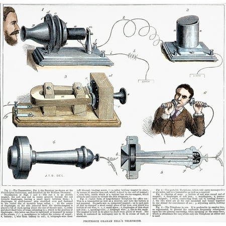 Bell Telephone 1877 Nthe Telephone Alexander Graham BellS Invention Patented In 1876 As Described In An English Newspaper Of 1877 Rolled Canvas Art -  (24 x