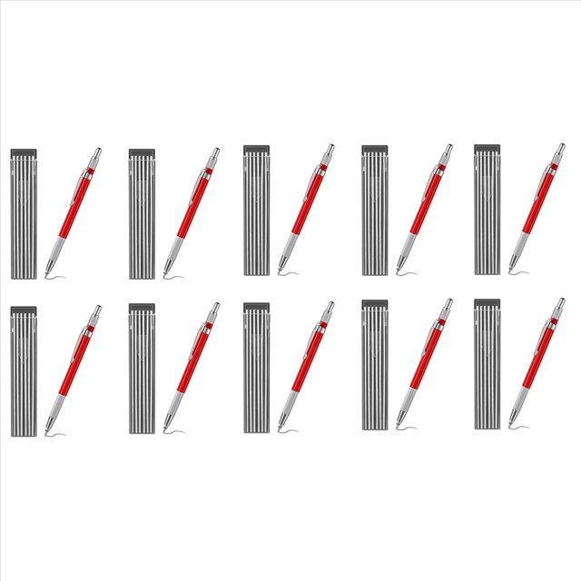 10X LáPiz para Soldadores con 120 Piezas de Recambios de Rayas Plateadas, Rotulador de Metal para Soldadura MecáNica, Pipefitters, FabricacióN, Rojo