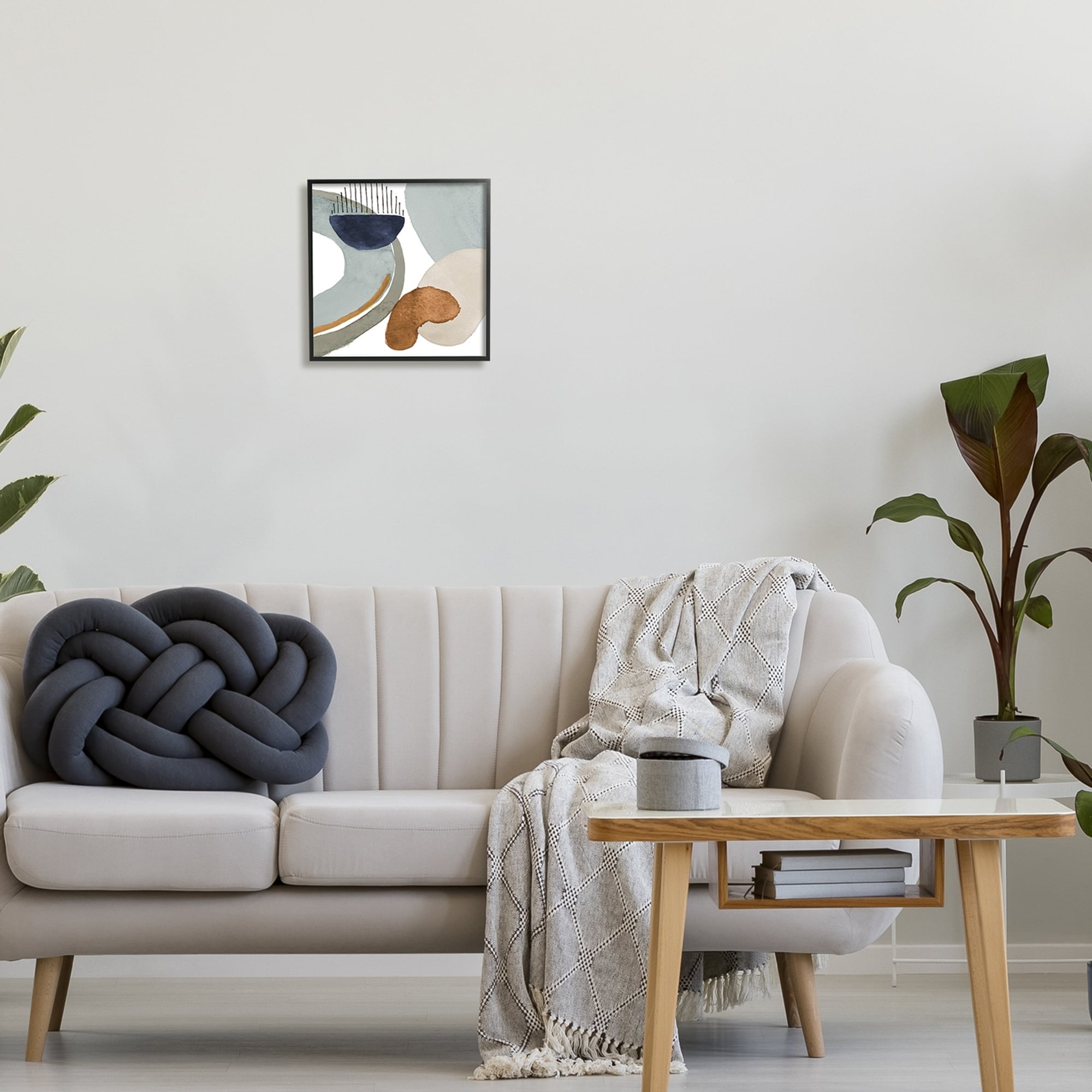 Stupell Industries Bold Contemporary Shapes Geometric Paint Strokes Lines Painting Gray Framed Art Print Wall Art, Design by Lanie Loreth