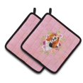 thumbnail image 1 of ""Caroline's Treasures CK4116PTHD Basset Hound Flores Rosas Par de agarraderas para macetas Multicolor 2 unidades"", 1 of 1