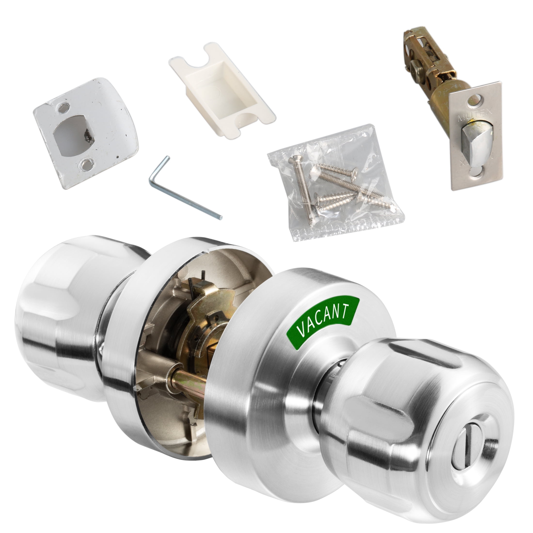 Men or Women Bathroom Privacy Door Knob Lock with Large Indicator, Thumbturn Lock, ANSI Grade2, for Office Home Apartment Airbnb Restrooms