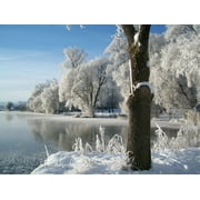 Frozen Lake Frost Ice Cover Snow Pond Winter-20 Inch By 30 Inch Laminated Poster With Bright Colors And Vivid Imagery-Fits Perfectly In Many Attractive Frames