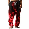 thumbnail image 2 of Pantalones largos para hombre, cintura elástica, transpirables, cómodos, suaves, informales, de playa, de poliéster., 2 of 5
