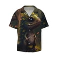 thumbnail image 2 of Lsque Cute Leaf Animal print Men's Cuban Collar Short Sleeve Shirt Summer Beachwear Casual Button Down Fashionable Vacation Leisure Shirt-XX-Large, 2 of 7