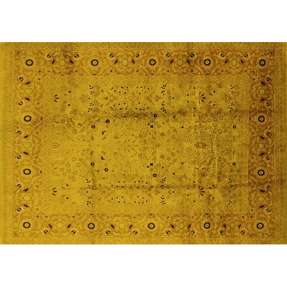 Ahgly Company Indoor Rectangle Oriental Yellow Industrial Area Rugs, 4' x 6'