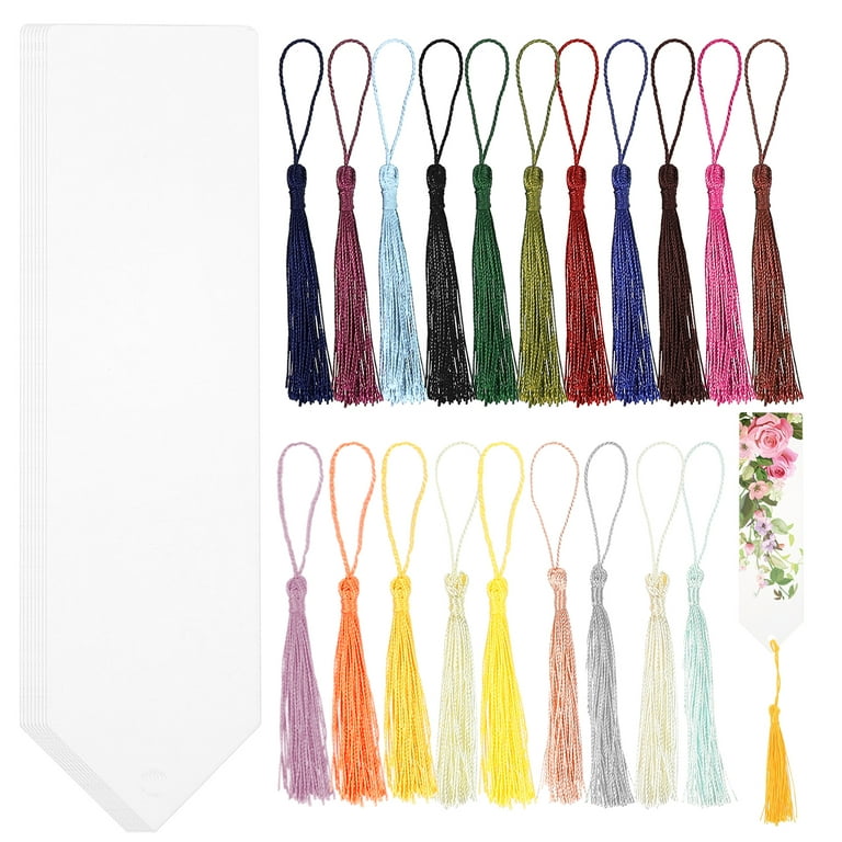 30x Sublimation Blank Acrylic Bookmark Set with Tassel and Hole ,Bookmark  Tassels for Cardmaking ,DIY Craft ,Notebook Art Supplies 
