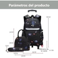 thumbnail image 3 of Mochila de Carrito para Niño ORDERUD 3 Pcs Rolling Backpack Set Bolsa para el Almuerzo Bolsa para Lápices Impermeable Negro Azul, 3 of 3