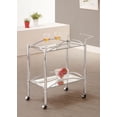 thumbnail image 2 of Shadix 2-tier Rectangular Glass Shelf Metal Bar Cart Chrome, 2 of 8