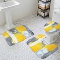 thumbnail image 3 of Gray Yellow Brush Bathroom Rugs Set Watercolor Graffiti Non Slip Absorbent Soft Bath Mats 3 Piece Set with Bathroom Rug, U-Shaped Floor Mat, Toilet Seat Cover Small Size, 3 of 9
