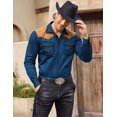 thumbnail image 2 of COOFANDY Men's Western Cowboy Shirt Embroidered Long Sleeve Slim Fit Casual Cotton Button Down Hippie Shirts with Pockets, 2 of 6