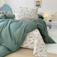 thumbnail image 4 of Green Duvet Cover Prewashed Soft Cotton Edredon Queen Cover Cottagecore Bedding, 4 of 8